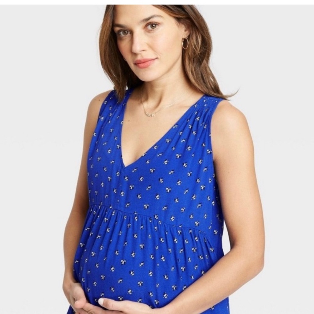 THE NINES BY HATCH | Royal Blue Floral Sleeveless Blouse
